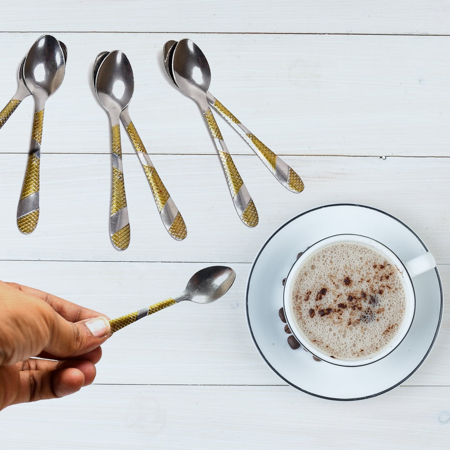 2360 Stainless Steel Spoons Set of 6pc Small Spoons. Tiny Spoons for Coffee, Tea, Sugar, & Spices. DeoDap 2360 Stainless Steel Spoons Set of 6pc Small Spoons. Tiny Spoons for Coffee, Tea, Sugar, & Spices. DeoDap